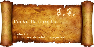 Berki Henrietta névjegykártya